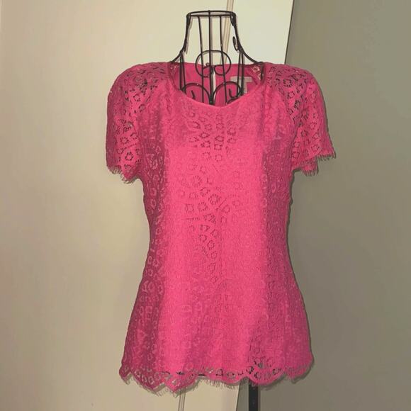 J. Crew fuschia lace S/S top NWOT 0 - Picture 1 of 8